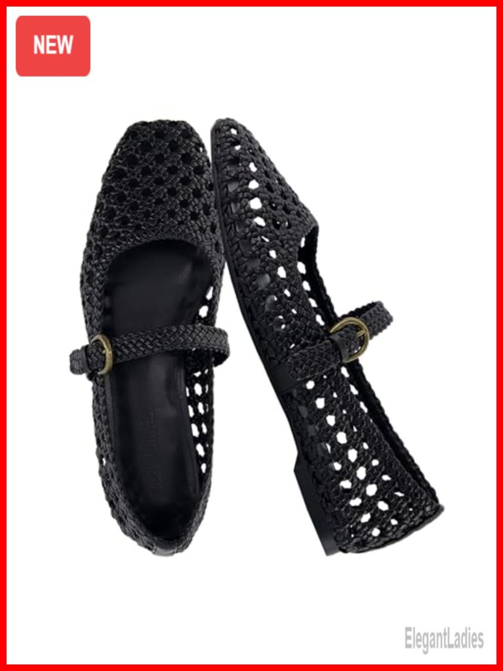 Hand Woven Mary Jane Flats with Adjustable Buckle and Memory Foam